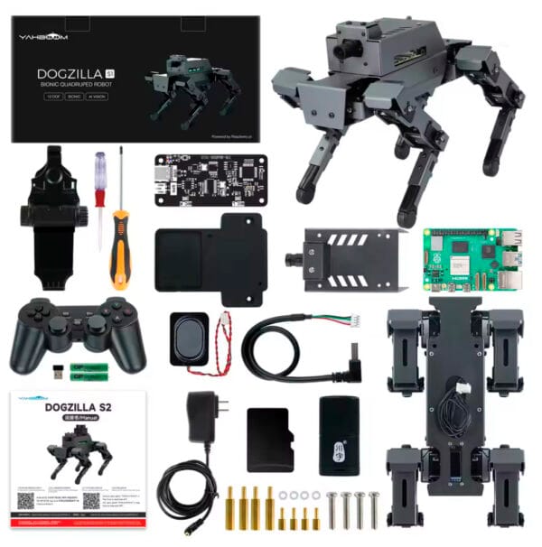 robot cuadrúpedo perro biónico 12dof ai modelo ros2 raspberry pi 5 chasis aleación de aluminio cámara hd, programación python