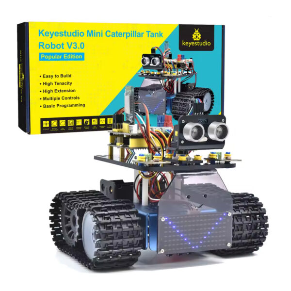 kit robot tanque inteligente v3.0 arduino ide programable y mixly, keyestudio