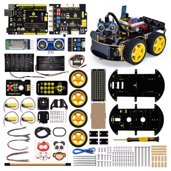 kit robot 4wd multi bt coche inteligente arduino v2.0 con pantalla led edu/programación robot diy keyestudio