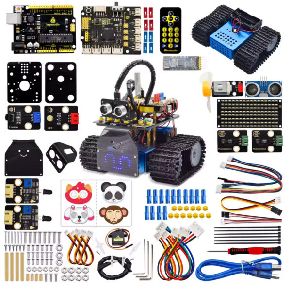 kit robot tanque inteligente v3.0 arduino ide programable y mixly, keyestudio