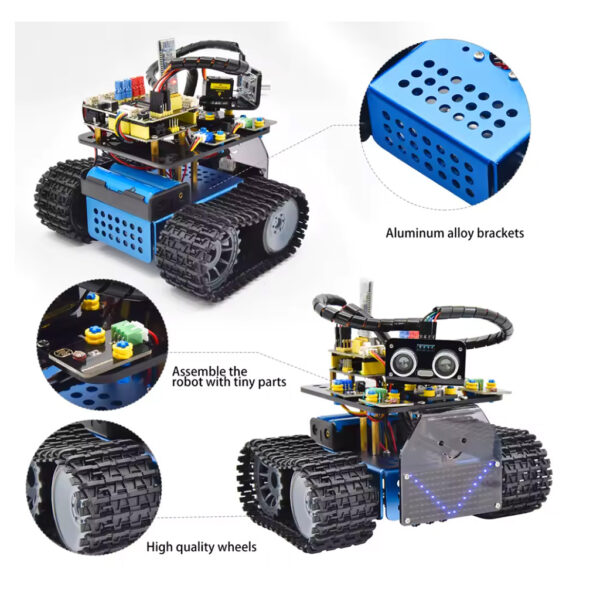 kit robot tanque inteligente v3.0 arduino ide programable y mixly, keyestudio