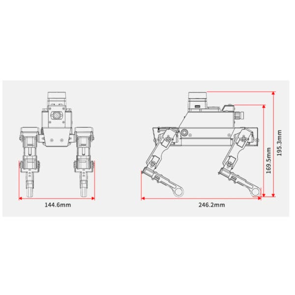robot cuadrúpedo perro biónico 12dof ai modelo ros2 raspberry pi 5 chasis aleación de aluminio cámara hd, programación python