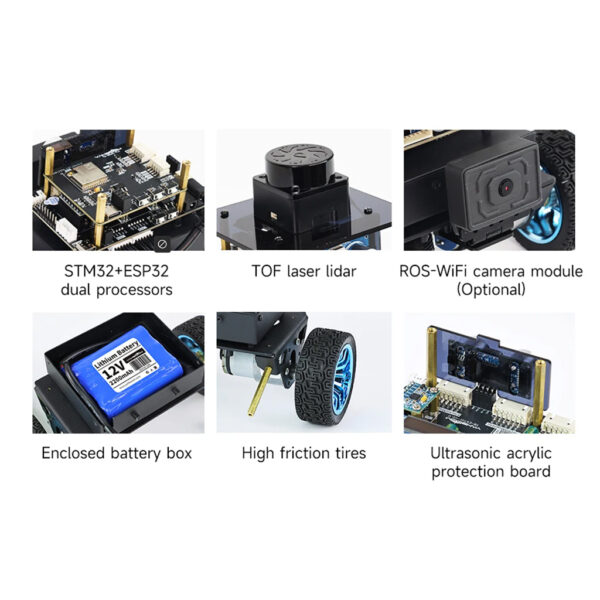 kit visión robot micro ros kit auto equilibrador con y módulo ultrasónico, lidar, mpu6050, máquina virtual ros humble