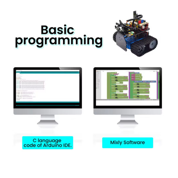 kit robot tanque inteligente v3.0 arduino ide programable y mixly, keyestudio