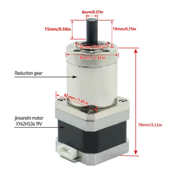 Motor PaP Nema 17 Con Caja Reductora 51:1 para Robot, CNC, DIY - Image 2