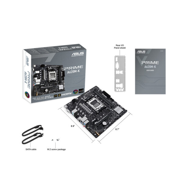 placa madre asus prime a620m k micro atx, ddr5, pcie 4.0 socket amd am5