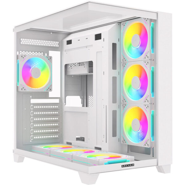 gabinete arkham minor wh blanco 7fan argb atx