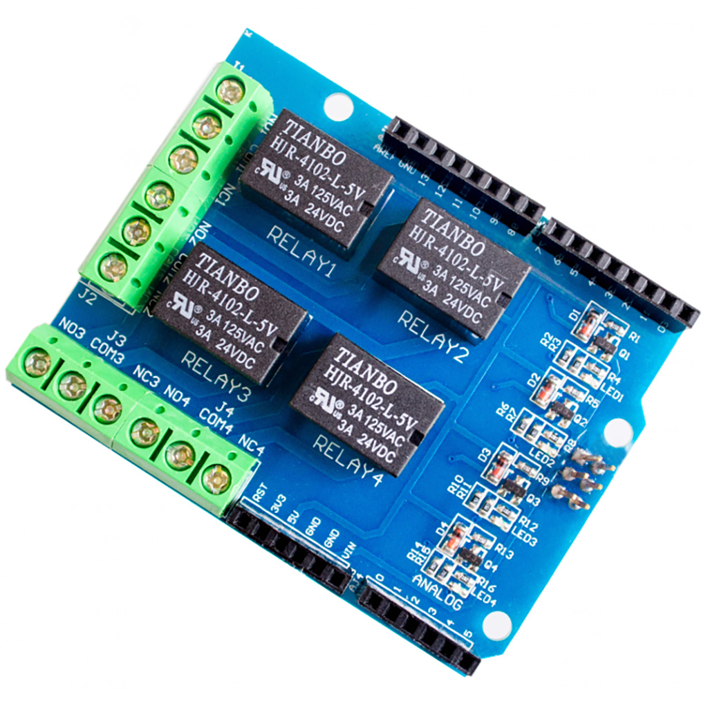 Placa Expansor Rele de 4 Canales Para Arduino Uno R3 y Mega - Image 3
