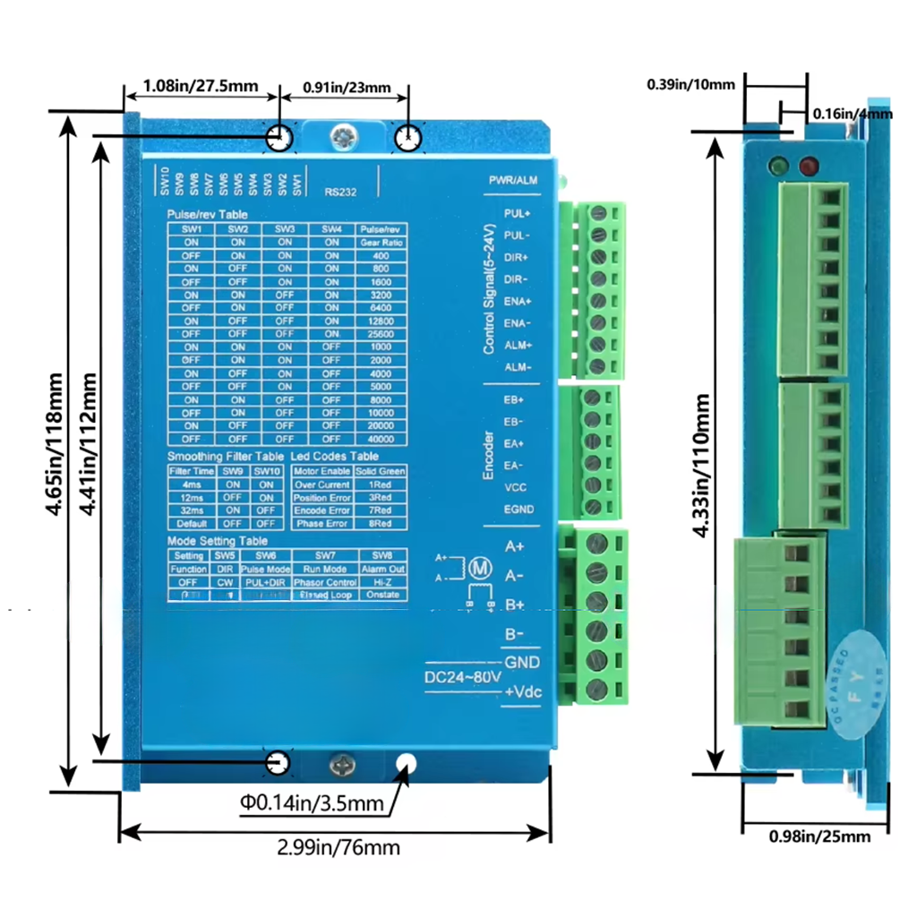 Controlador Driver SL57D 6A DC24V 80V para Motor Nema Paso a Paso y Servo Digital - Image 2
